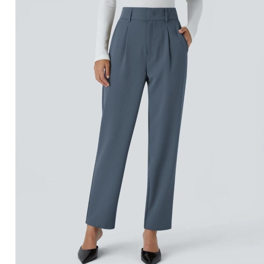 Halara Flex High Waisted Pocket Solid Work Tapered Pants Coronet Blue business